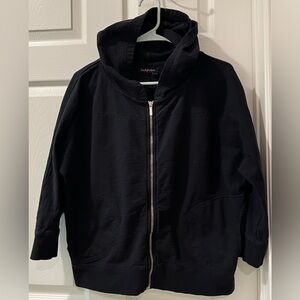 Fresh Produce Full Zip Hoodie w/ Pockets 3/4 Sleeve Black Size Large